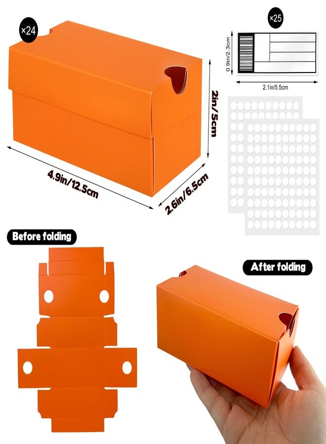 Foxtell 24 Pack Mini Sneaker Boxes for Party Favors 4.7 x 2.5 x 2 Inch Mini Shoe Gifts Boxes for Candies Cookies Snacks Sports Small Gift Case with Label for Wedding , Holiday, Birthday Party Favor (Orange) - Image 2
